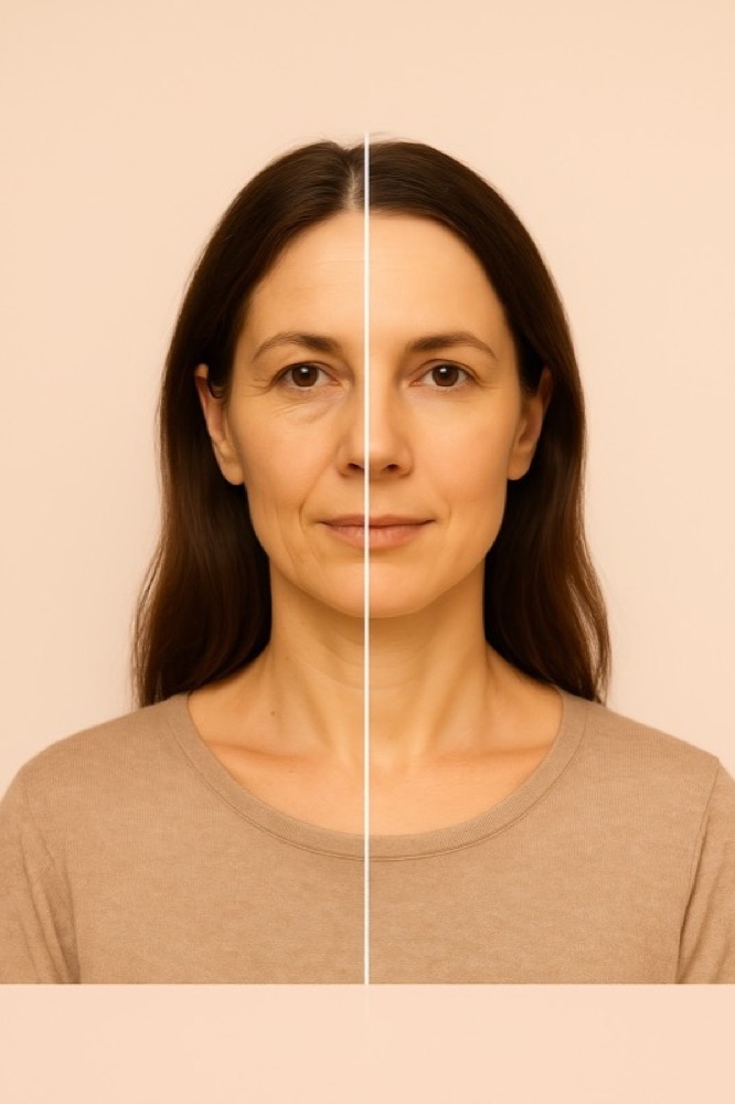 Before and after a consistent face yoga routine