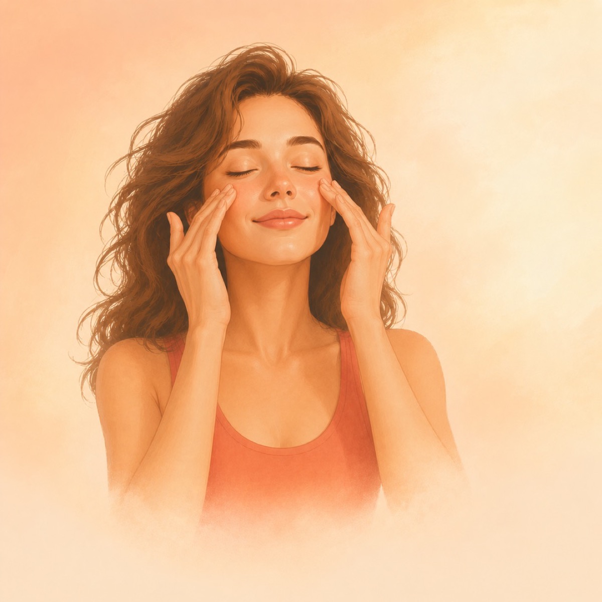 Woman doing a face yoga massage routine with Elastica